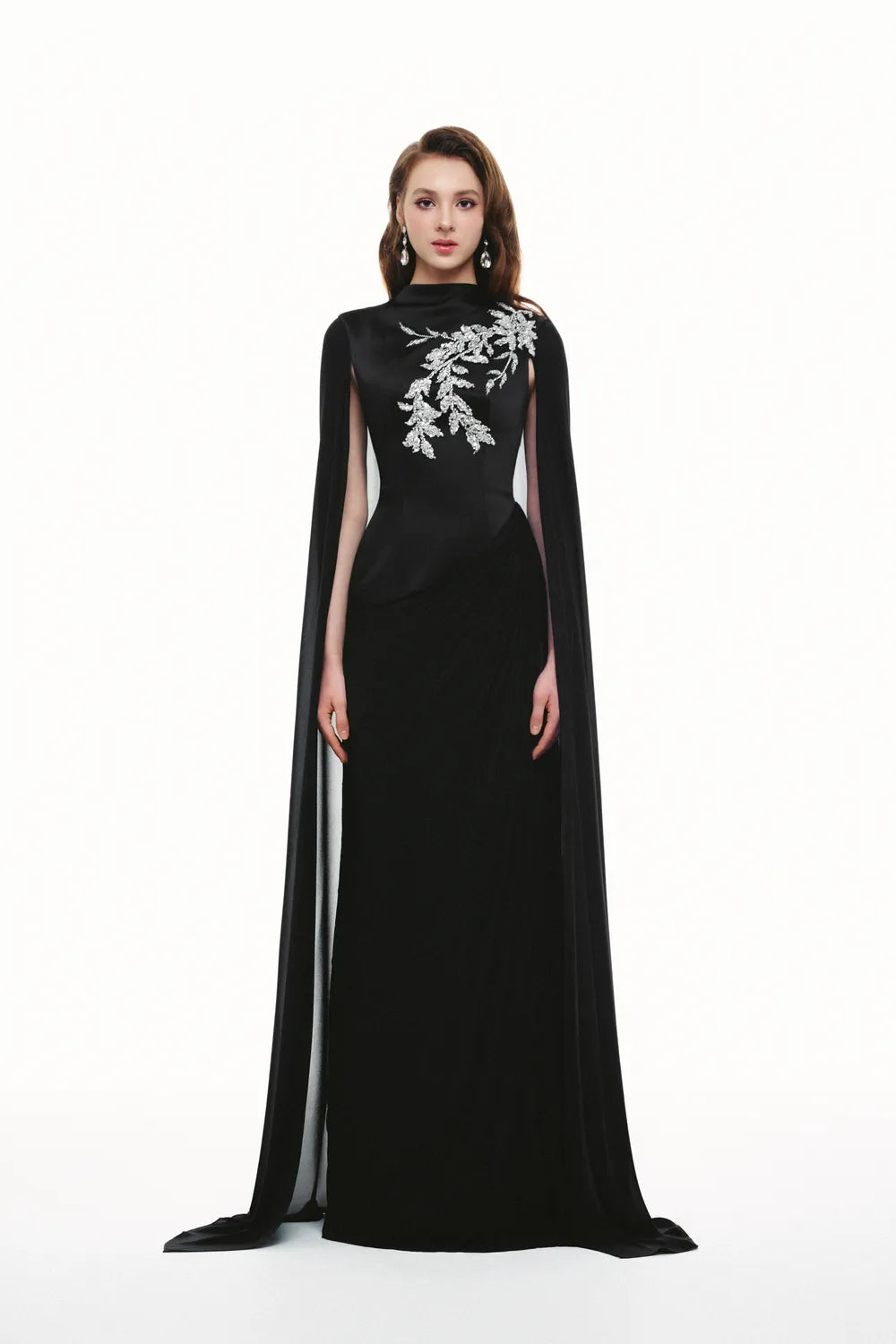 Stylized Crystal Embellishment High Neck Dress