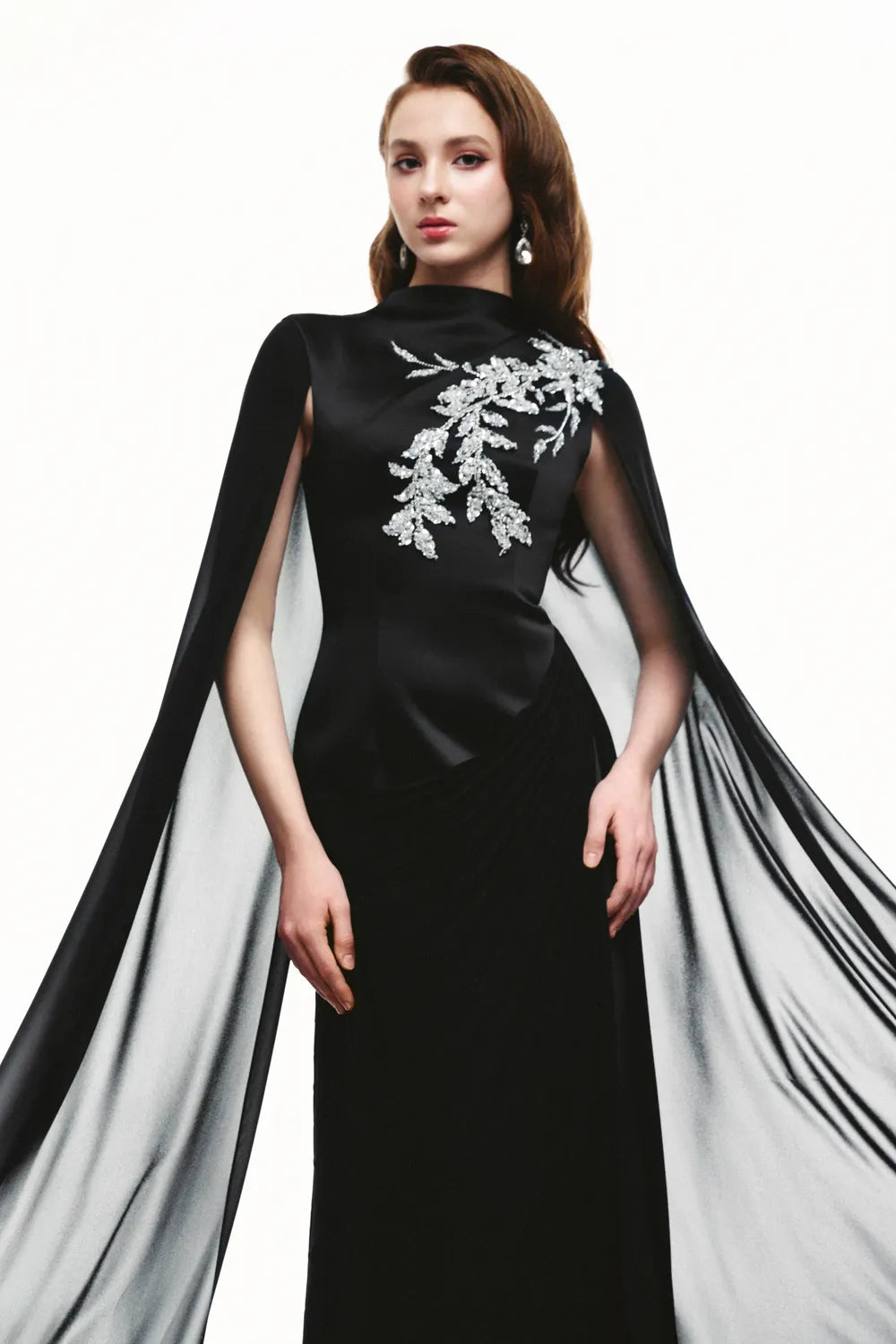Stylized Crystal Embellishment High Neck Dress