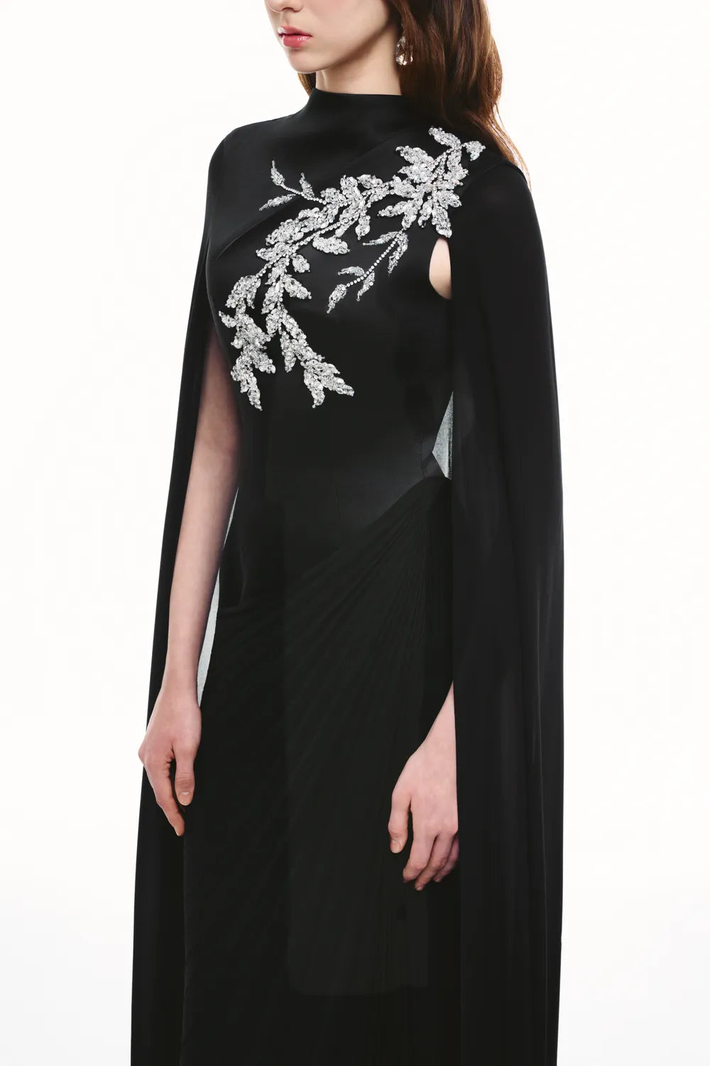 Stylized Crystal Embellishment High Neck Dress