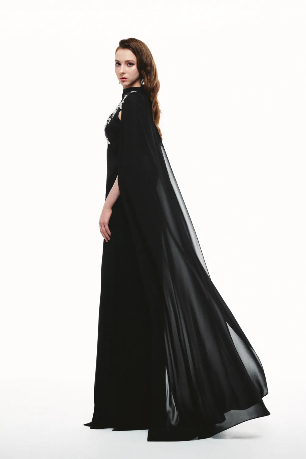 Stylized Crystal Embellishment High Neck Dress