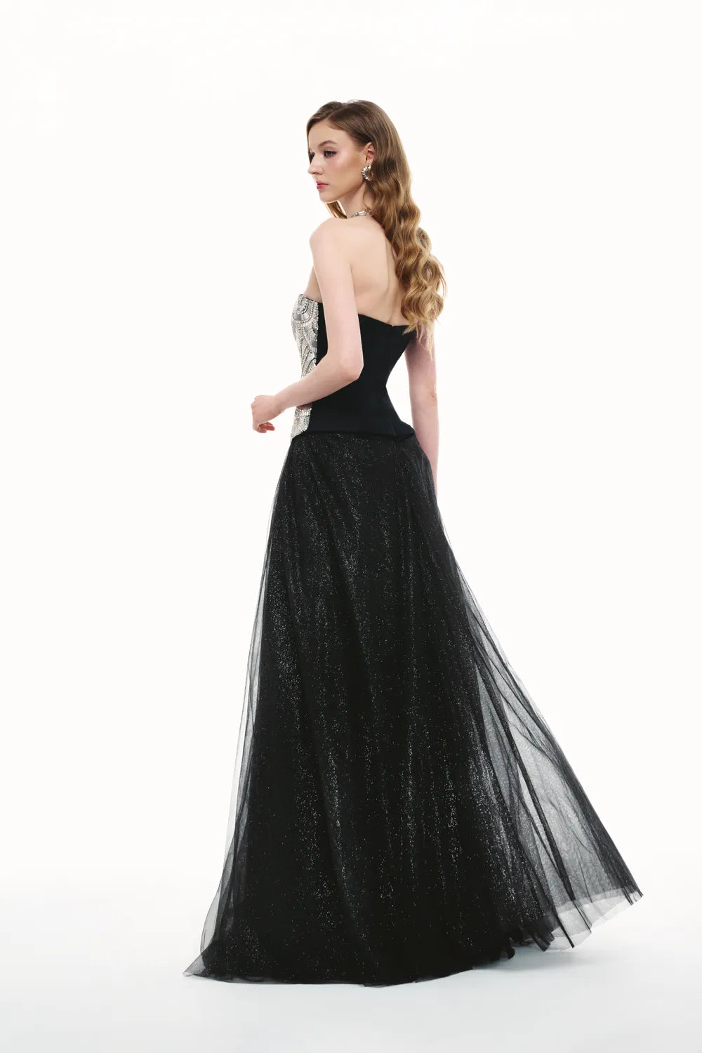 Stylized Fan-Shaped Embellishment Flared A-line Dress