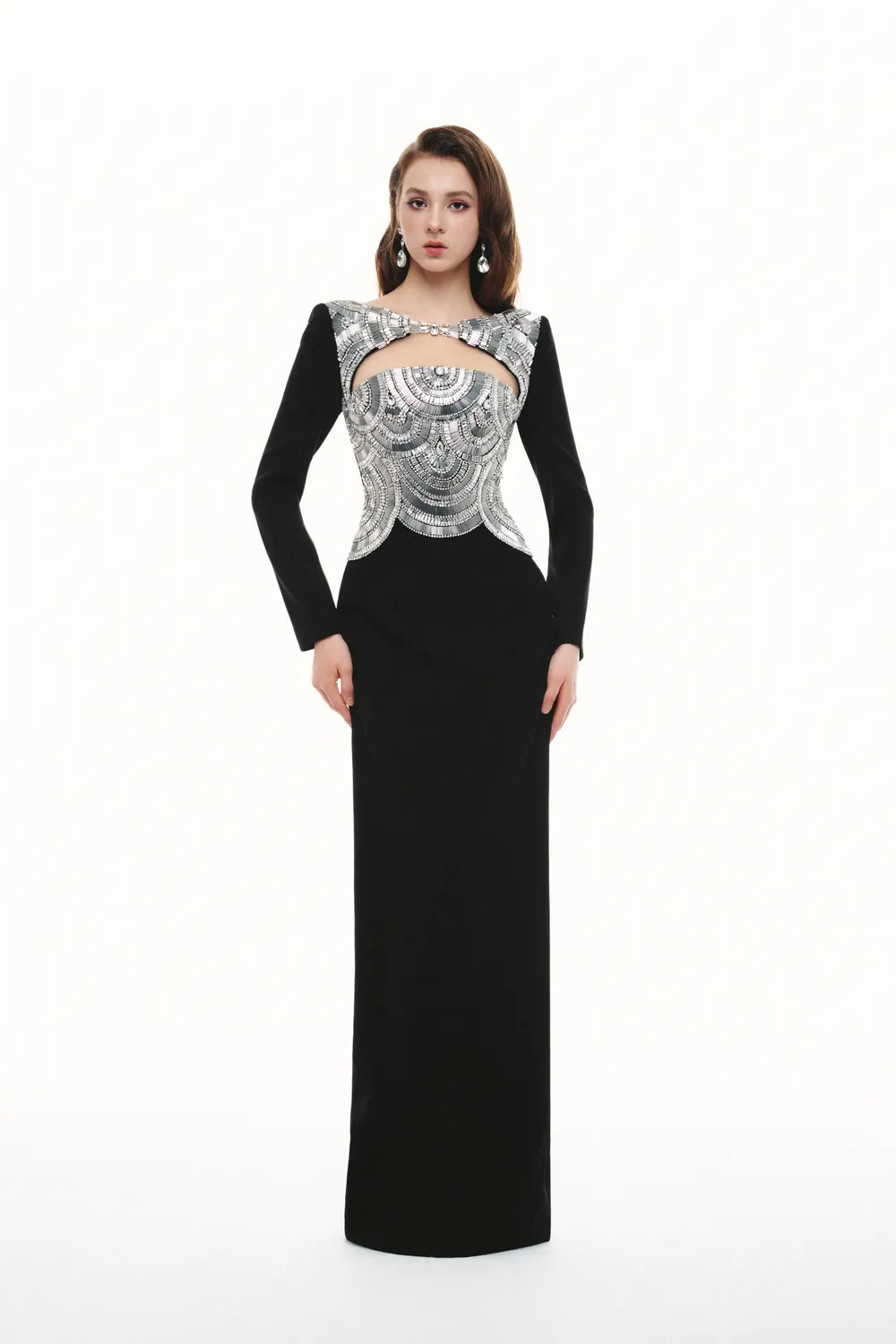 Boat Neck Curved Open Chest Straight Dress