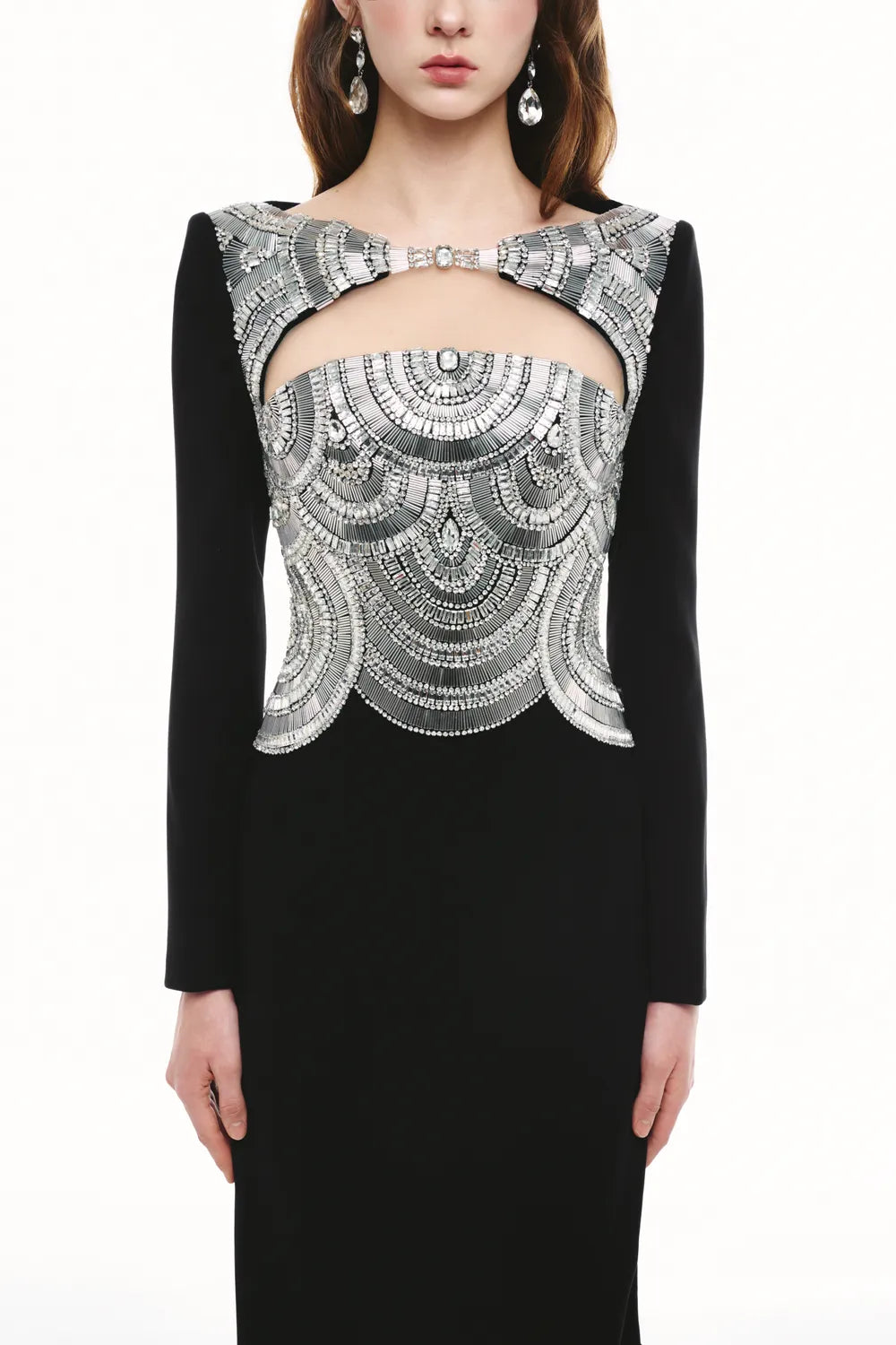 Boat Neck Curved Open Chest Straight Dress