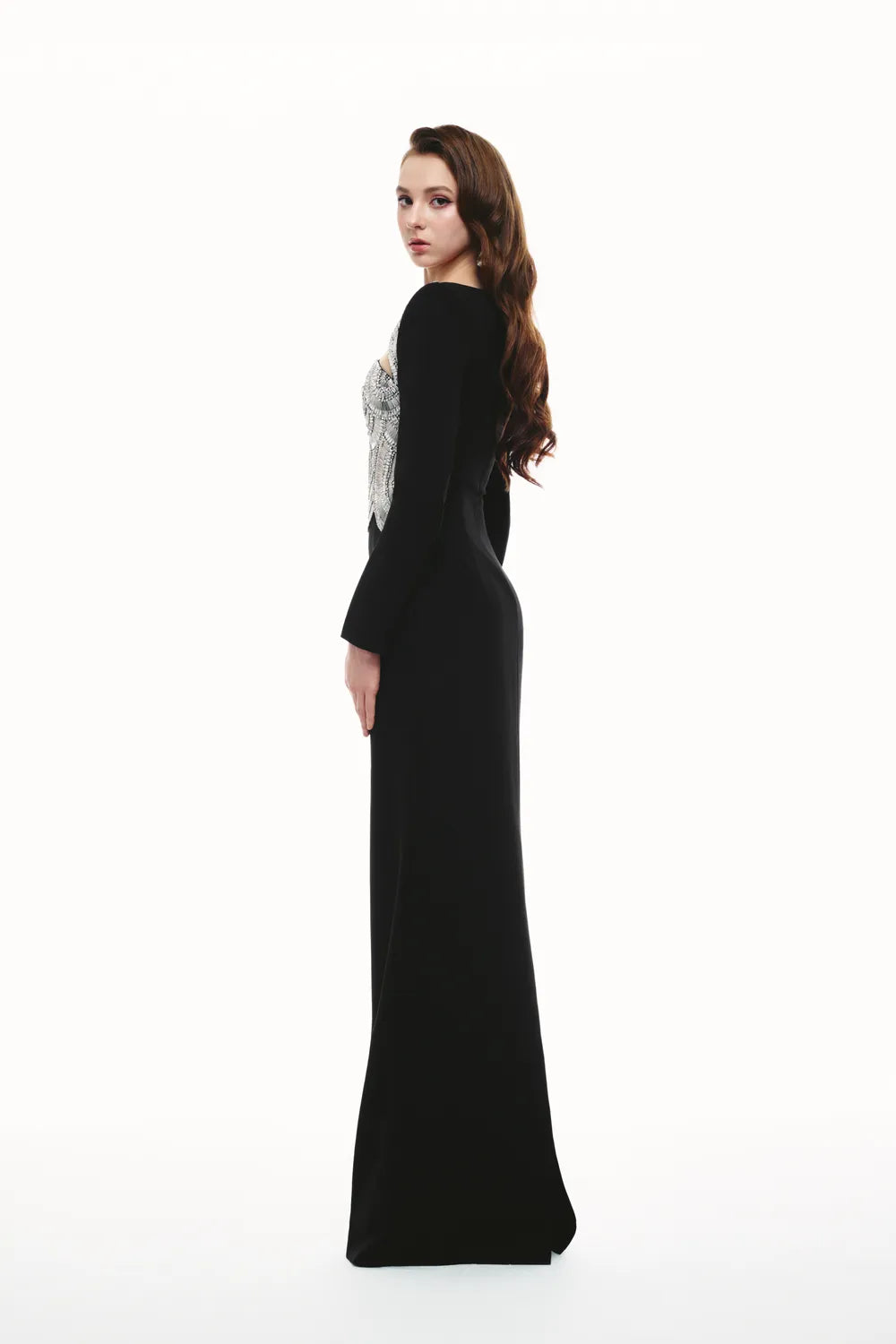 Boat Neck Curved Open Chest Straight Dress
