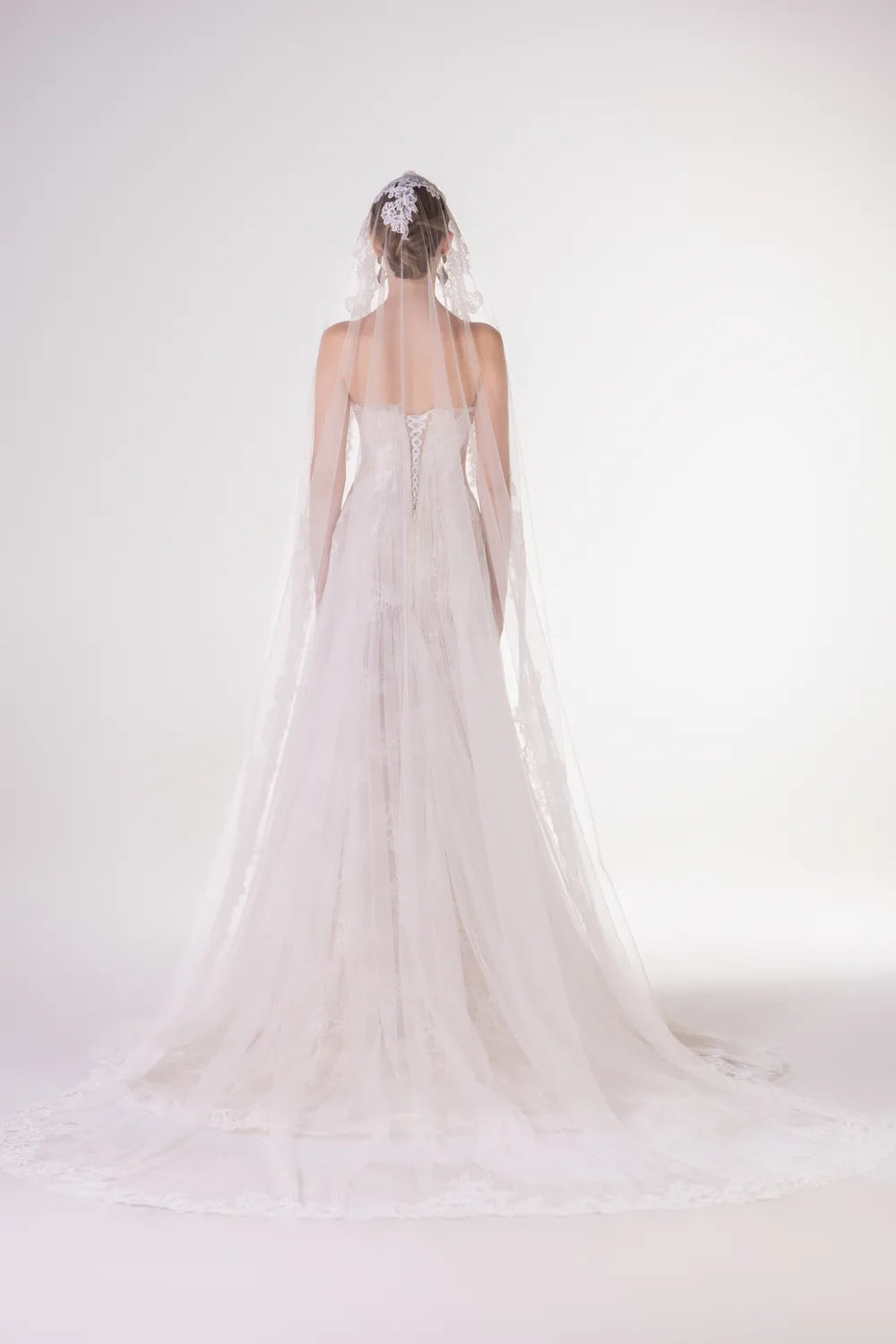 Gathered Mesh Floor Length Dress - TRACY COUTURE