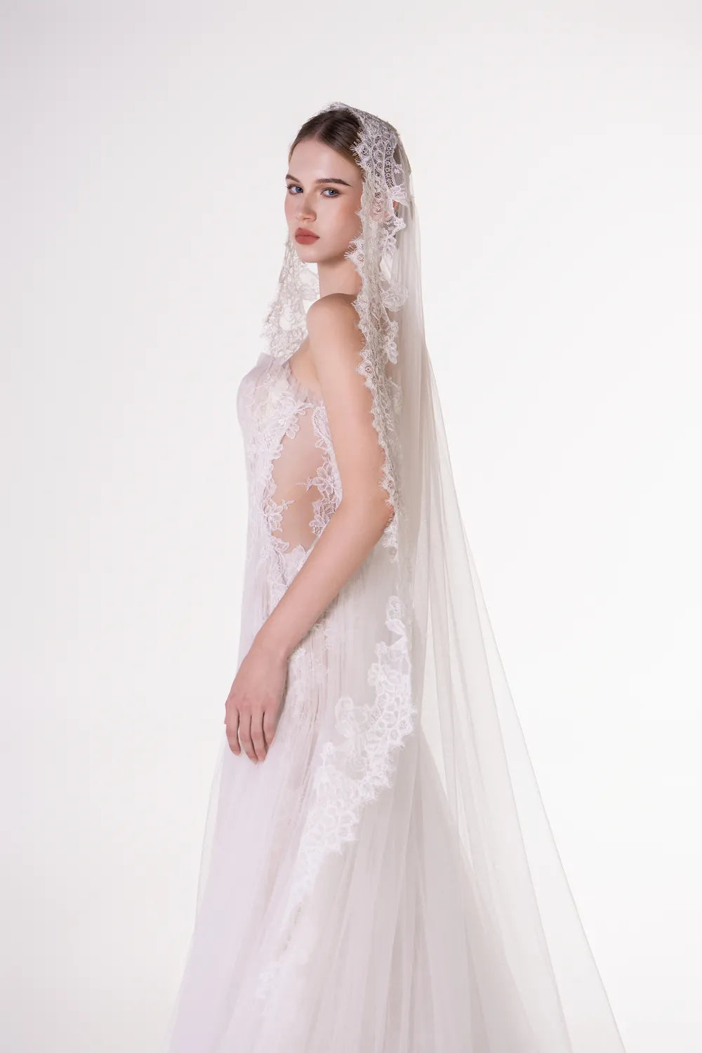 Gathered Mesh Floor Length Dress - TRACY COUTURE
