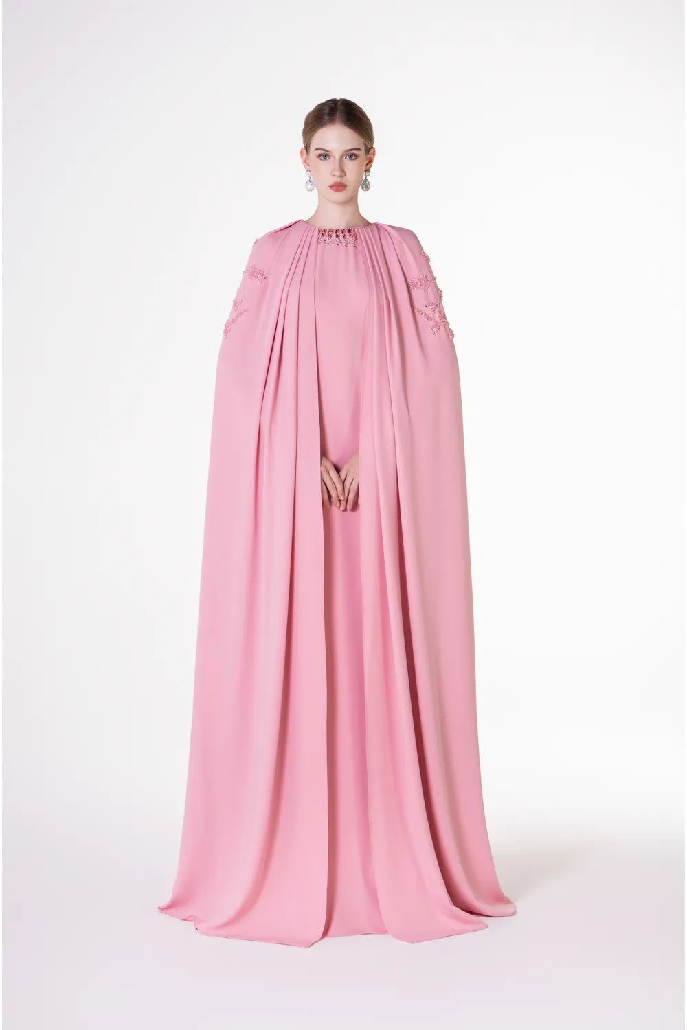 Draped Flared Long Cape Dress