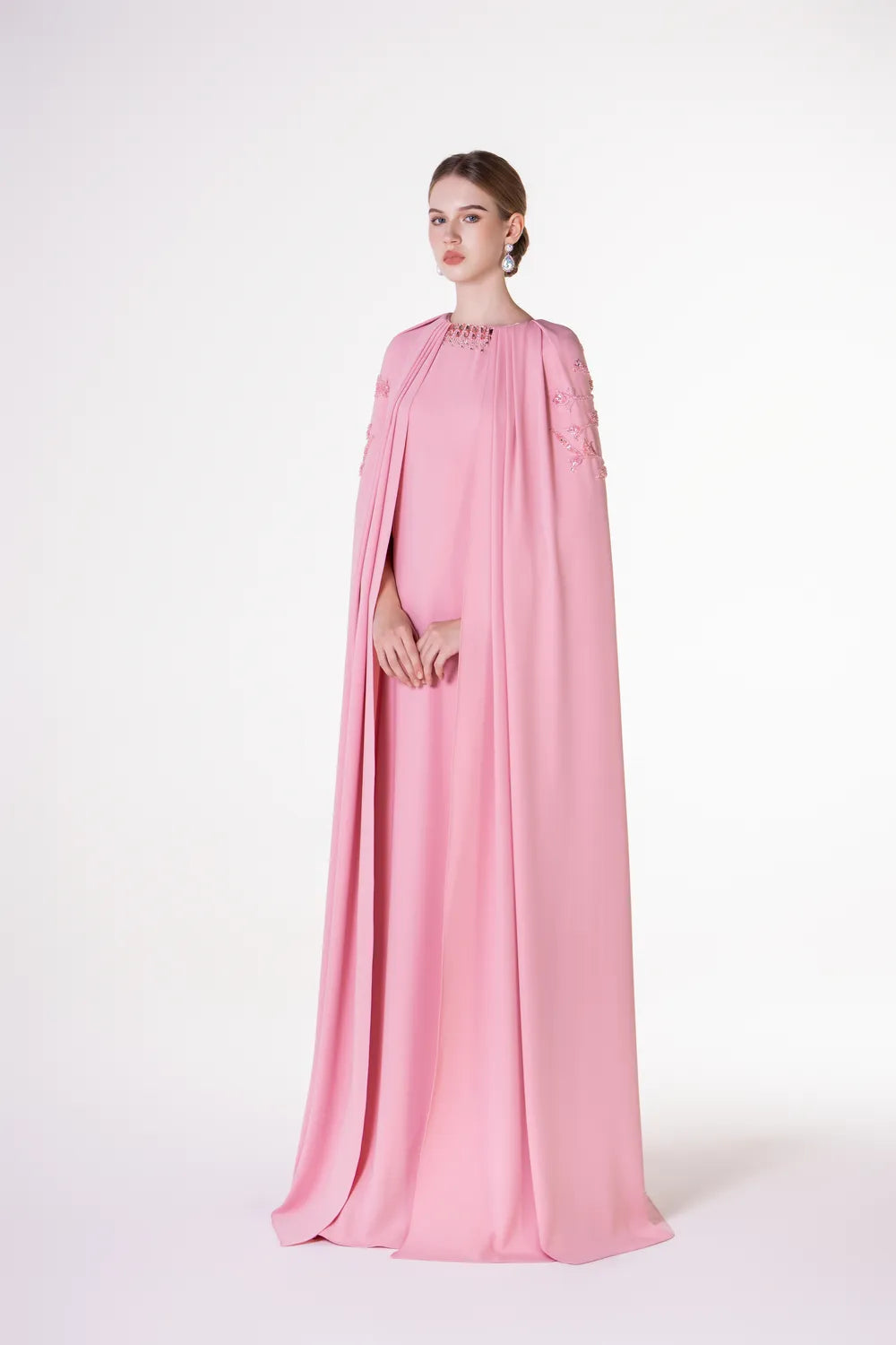 Draped Flared Long Cape Dress