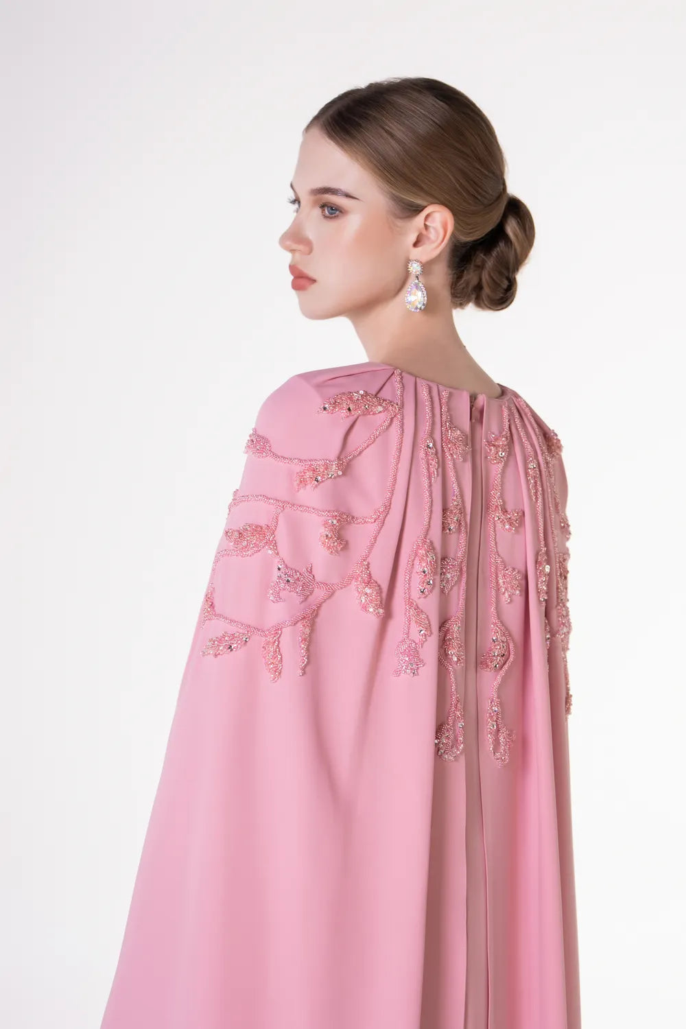 Draped Flared Long Cape Dress