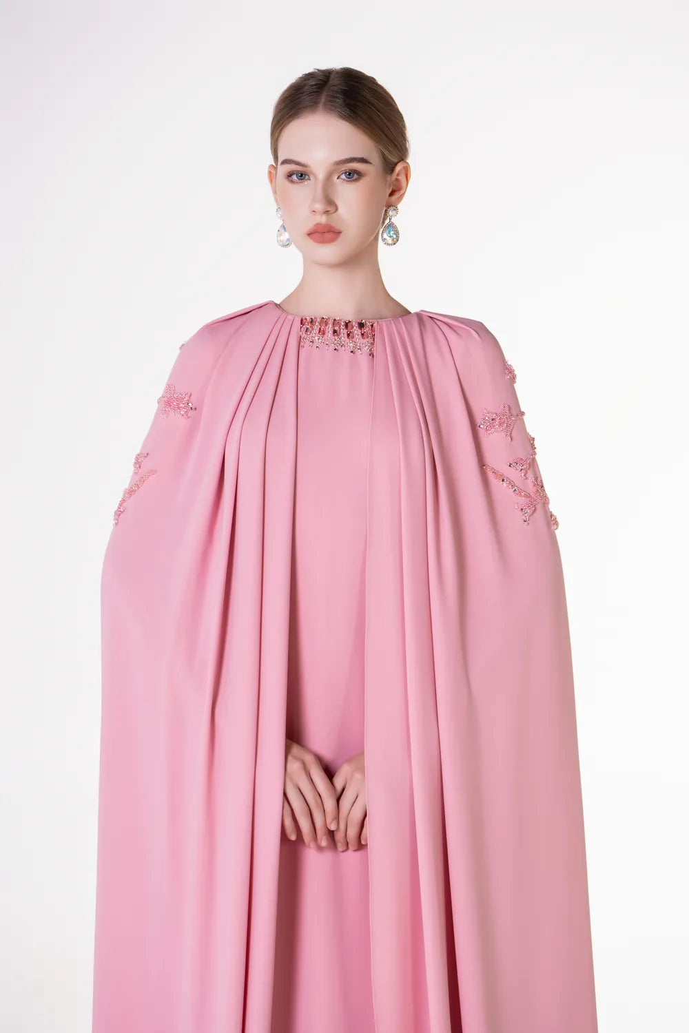 Draped Flared Long Cape Dress