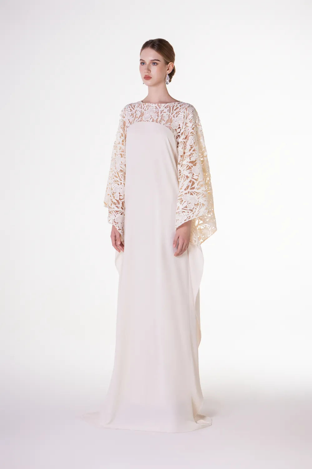 Floral Laser Cut Flared Sleeve Dress