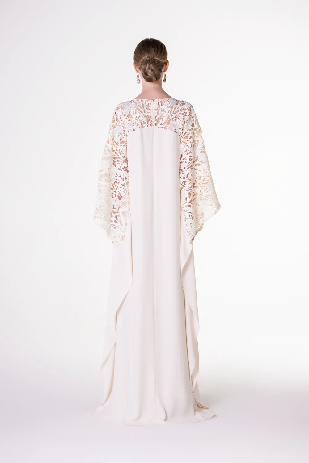 Floral Laser Cut Flared Sleeve Dress