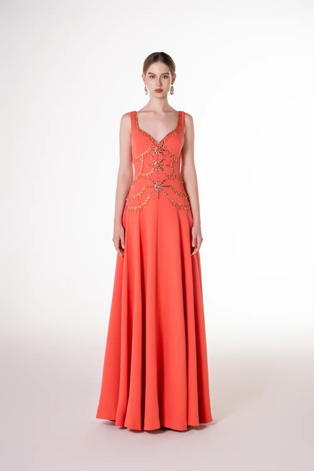 Shoulder Crystal Embellished Cape And Strappy Dress Set