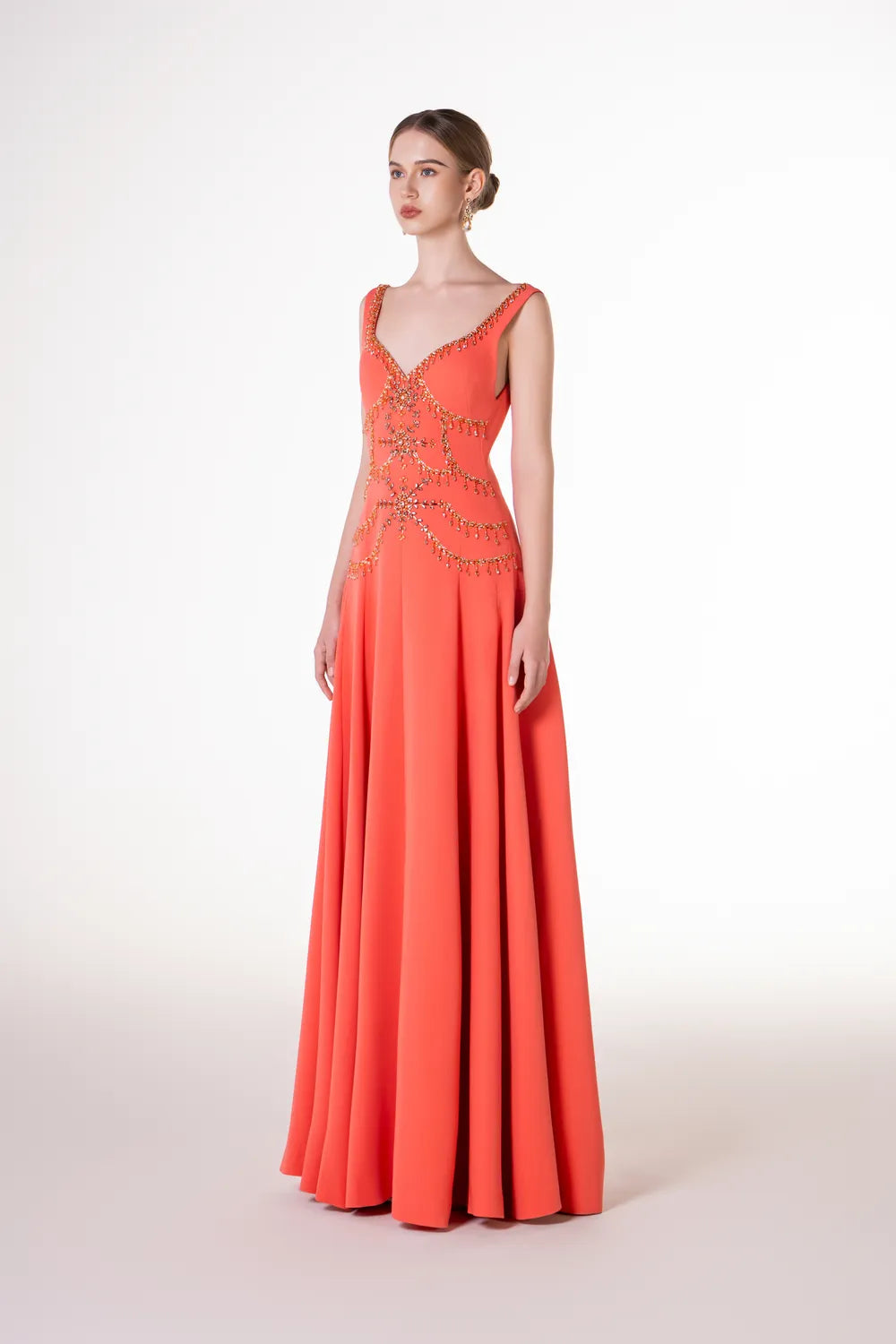 Shoulder Crystal Embellished Cape And Strappy Dress Set