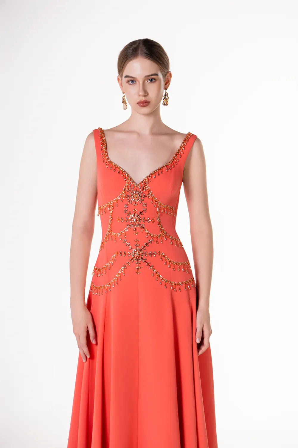 Shoulder Crystal Embellished Cape And Strappy Dress Set