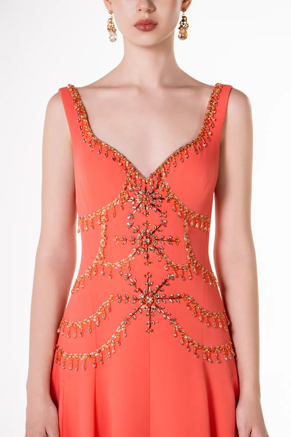Shoulder Crystal Embellished Cape And Strappy Dress Set