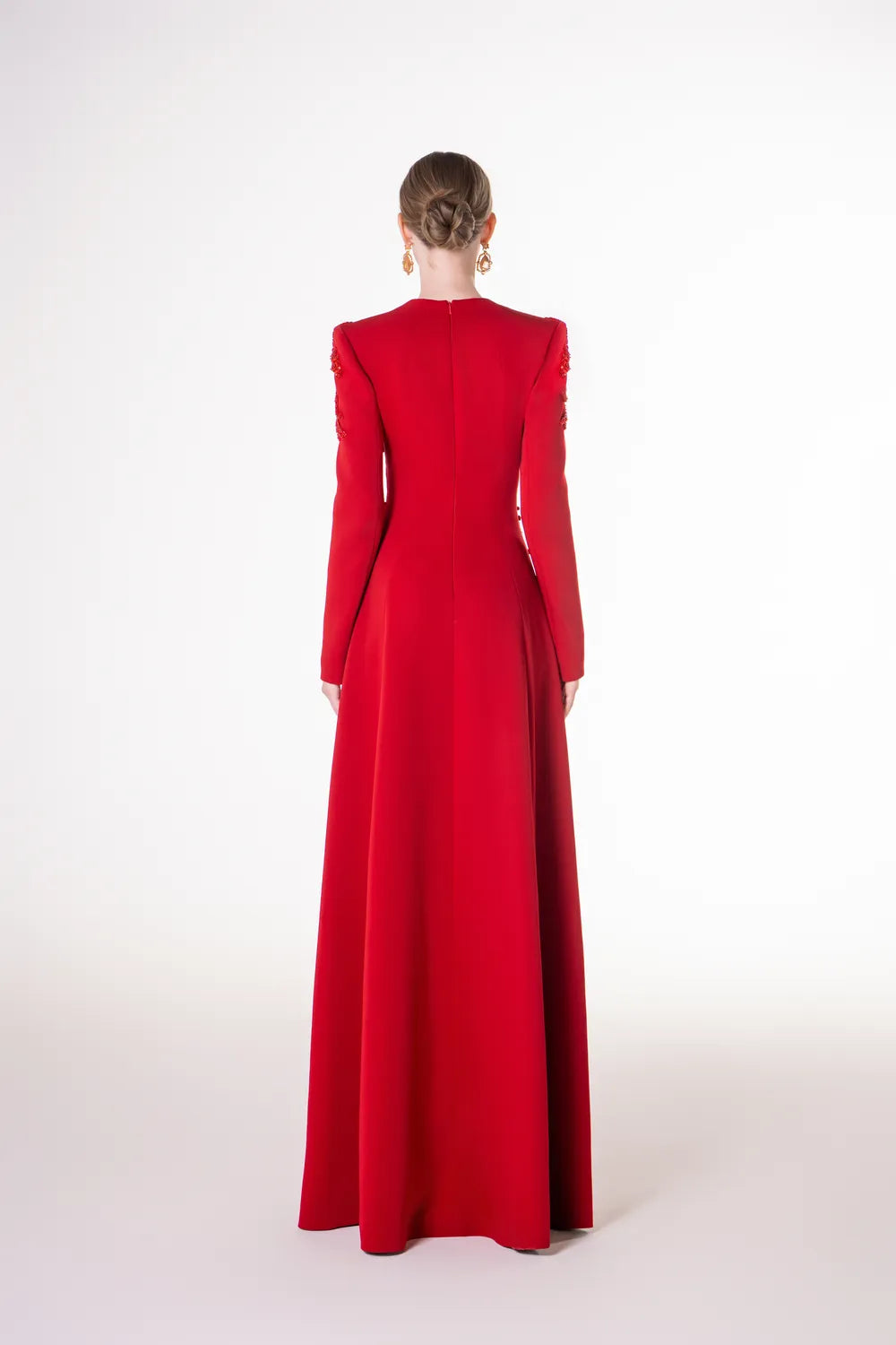 Anne Queen Neck Sides Draped A-Line Dress