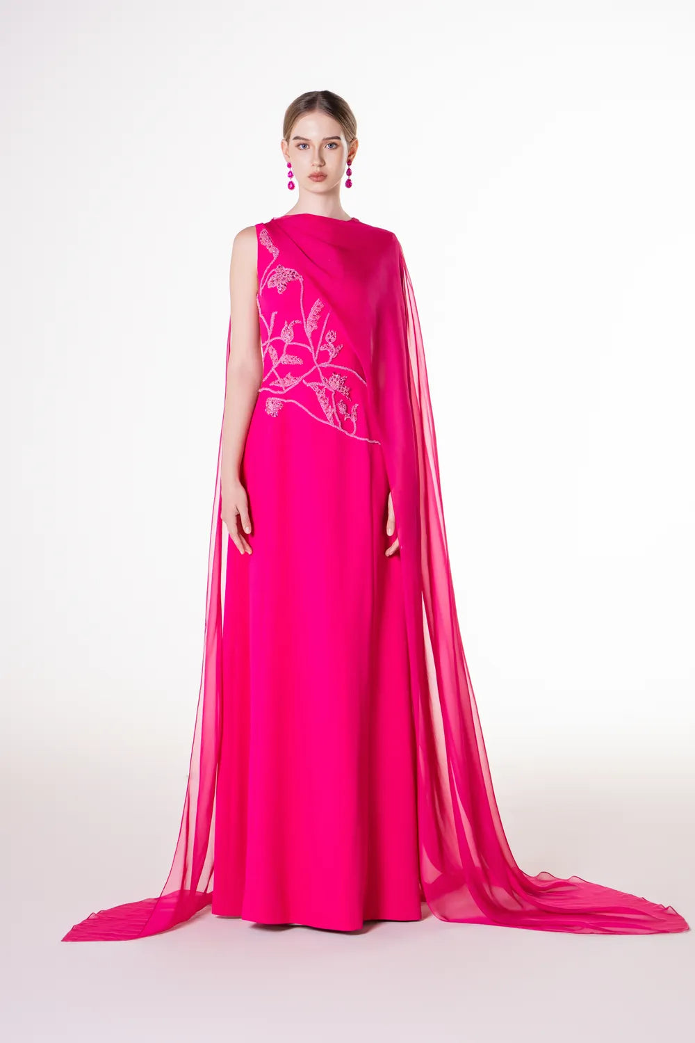 Asymmetric Long Cape Sleeve Dress