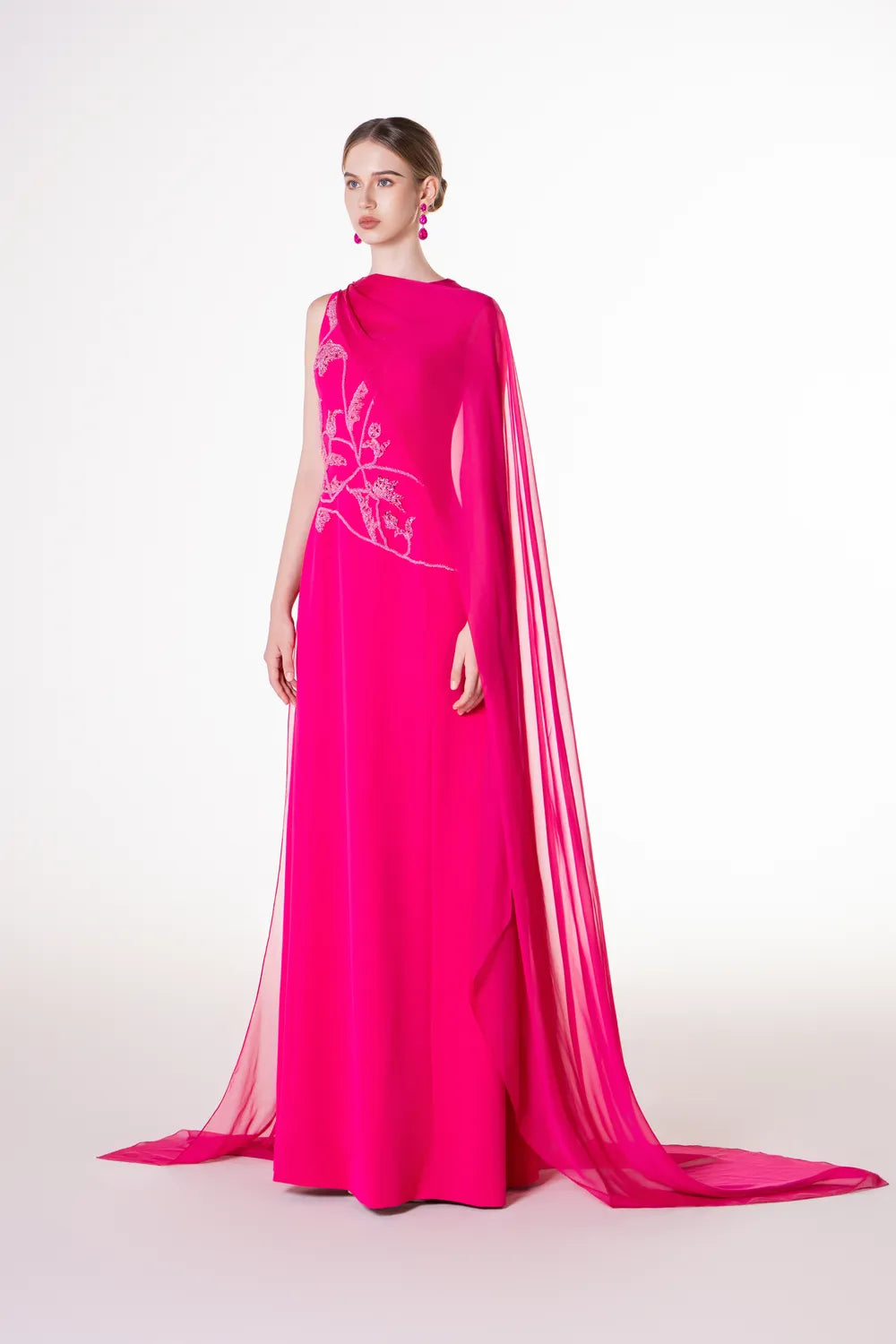 Asymmetric Long Cape Sleeve Dress