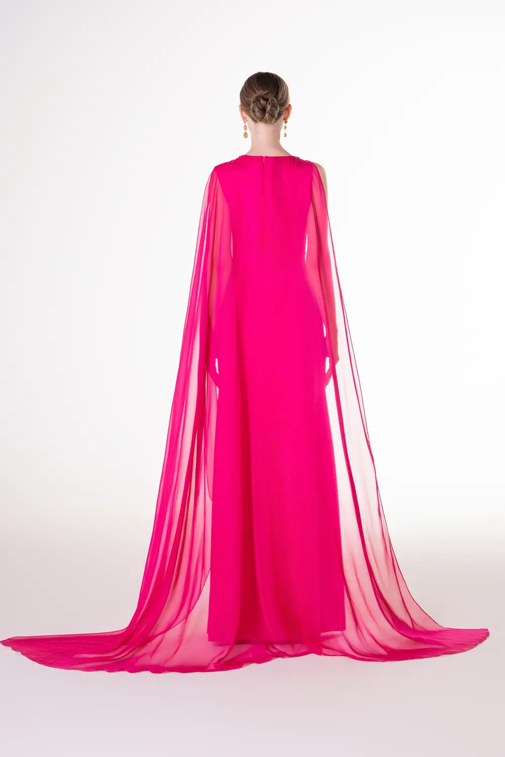 Asymmetric Long Cape Sleeve Dress