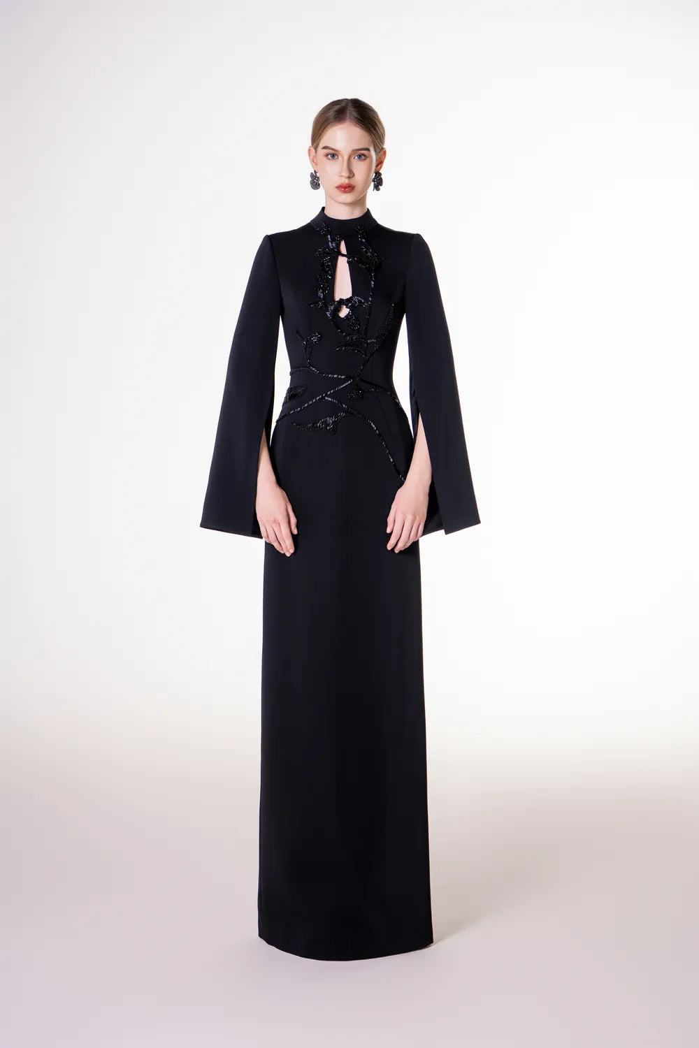 High Neck Tear-Drop Cut Out Chest Dress