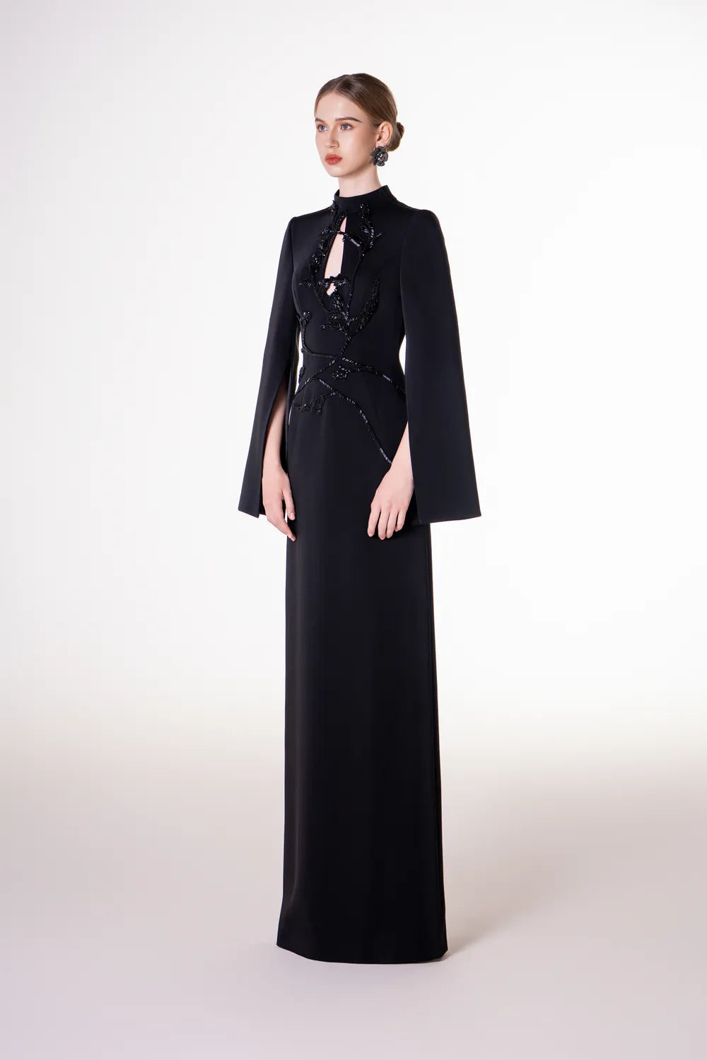 High Neck Tear-Drop Cut Out Chest Dress