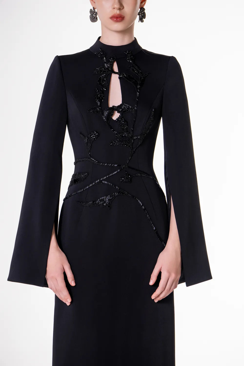 High Neck Tear-Drop Cut Out Chest Dress