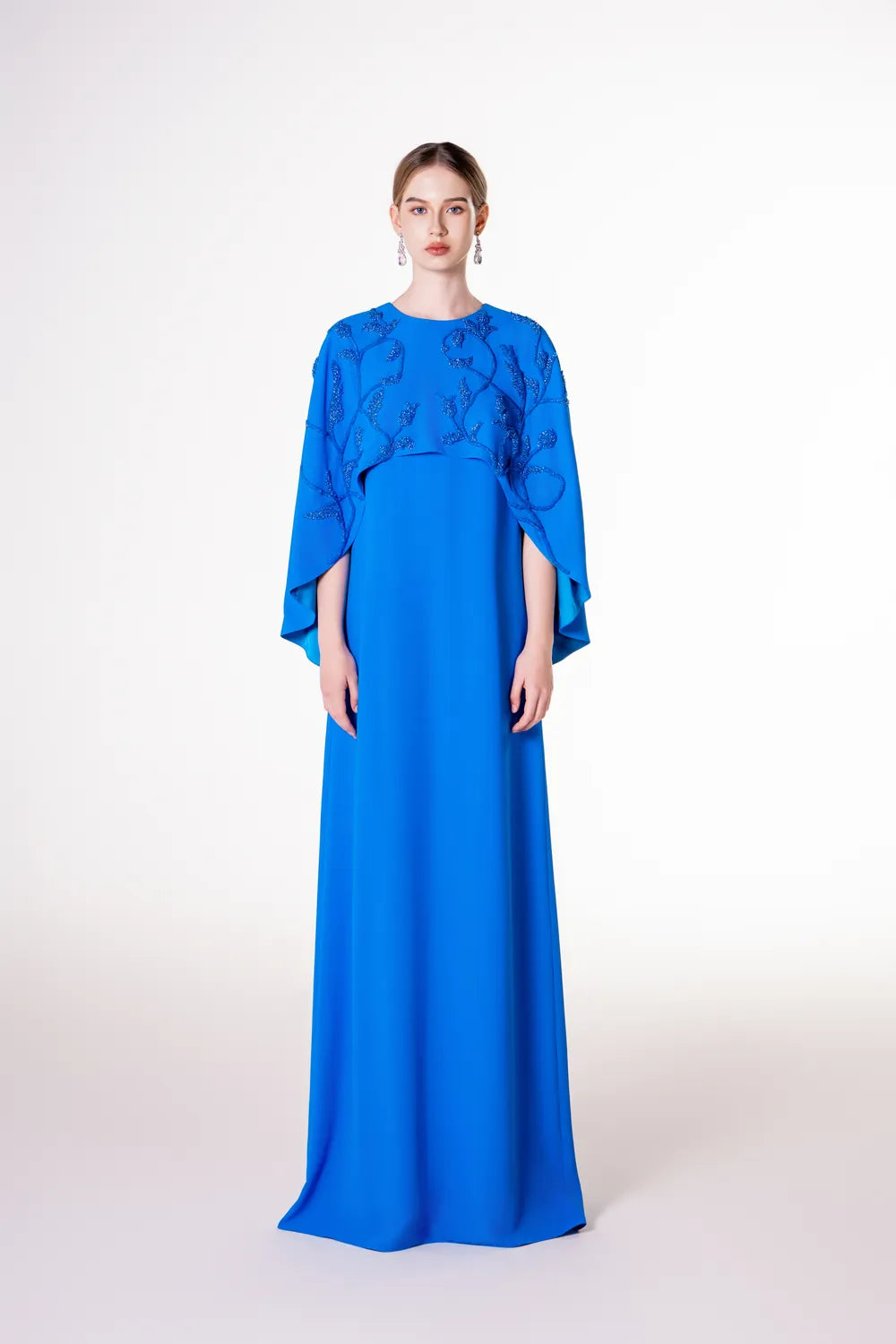 Wavy Short Cape Sleeve Dress