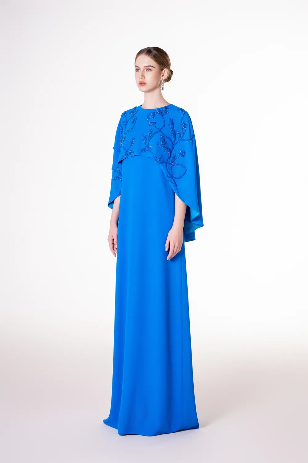 Wavy Short Cape Sleeve Dress
