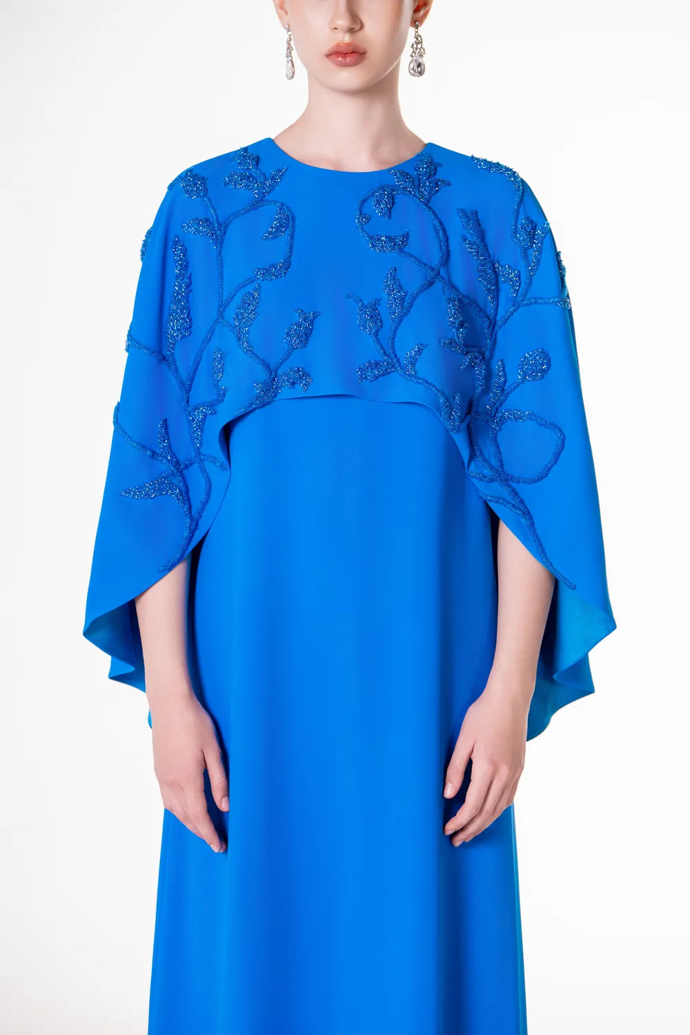 Wavy Short Cape Sleeve Dress