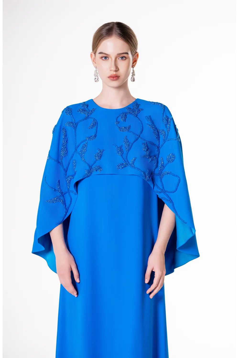 Wavy Short Cape Sleeve Dress