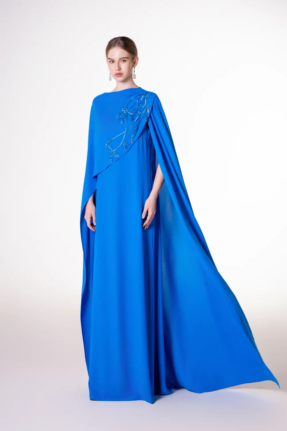 Cross Over Long Cape Dress