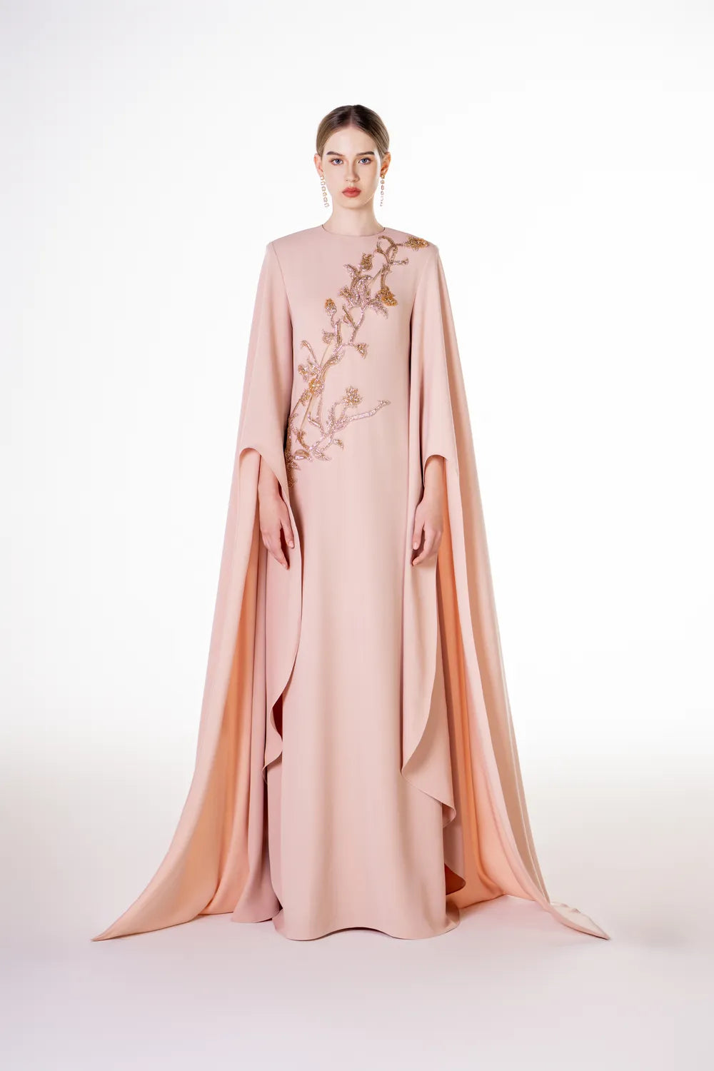 Flared Cape Sleeve Round Neck Flared Dress