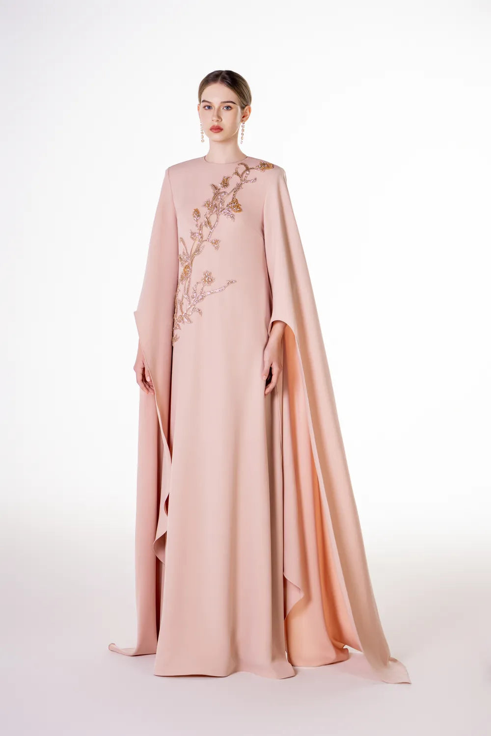 Flared Cape Sleeve Round Neck Flared Dress