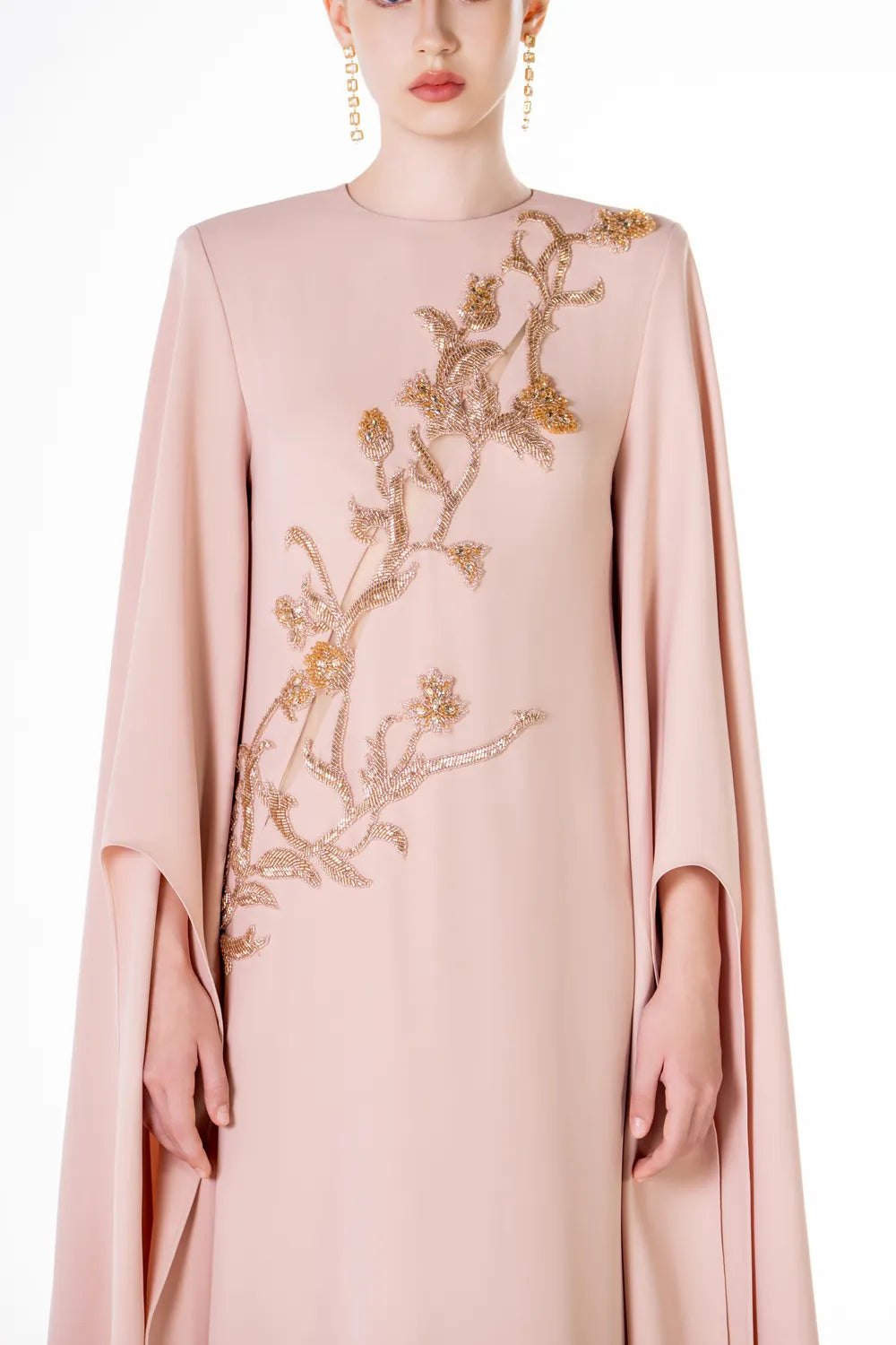 Flared Cape Sleeve Round Neck Flared Dress