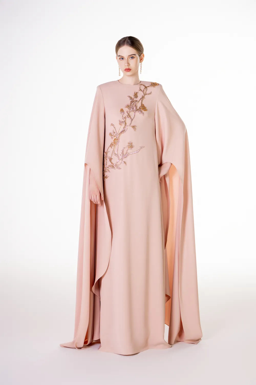 Flared Cape Sleeve Round Neck Flared Dress