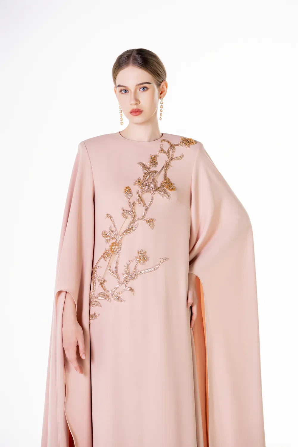 Flared Cape Sleeve Round Neck Flared Dress
