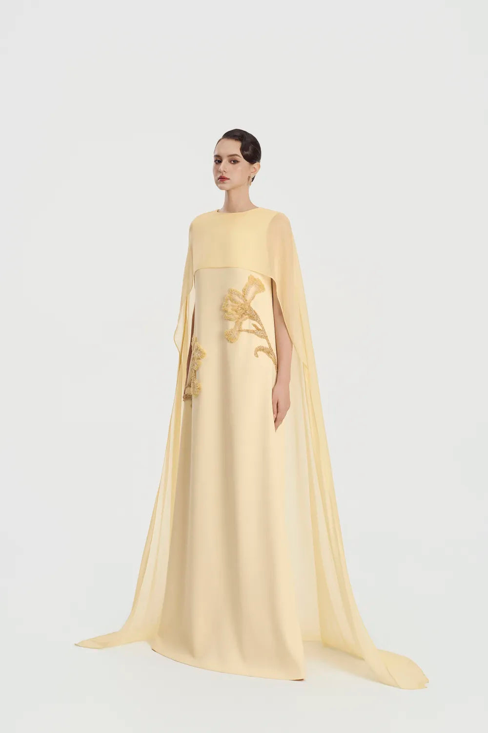 Double Floral Flared Cap Sleeve Dress - TRACY COUTURE