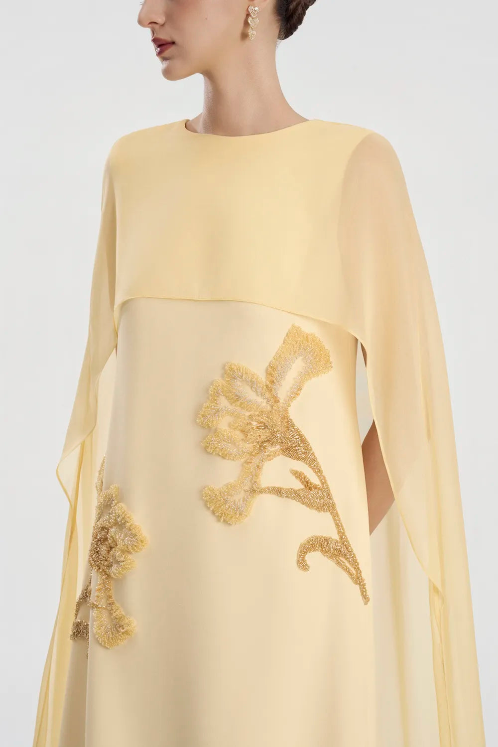 Double Floral Flared Cap Sleeve Dress - TRACY COUTURE