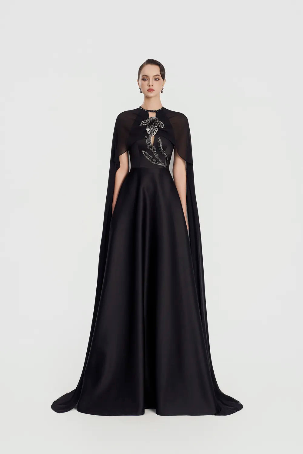 Floral Embellished Flared A-Line Dress - TRACY COUTURE