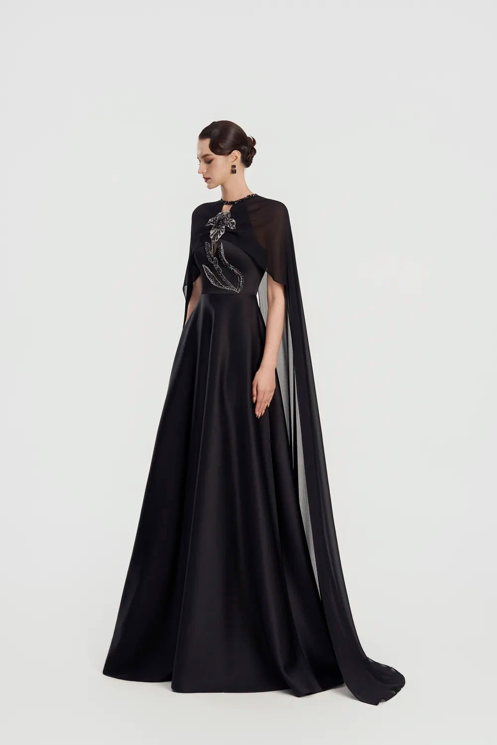 Floral Embellished Flared A-Line Dress - TRACY COUTURE