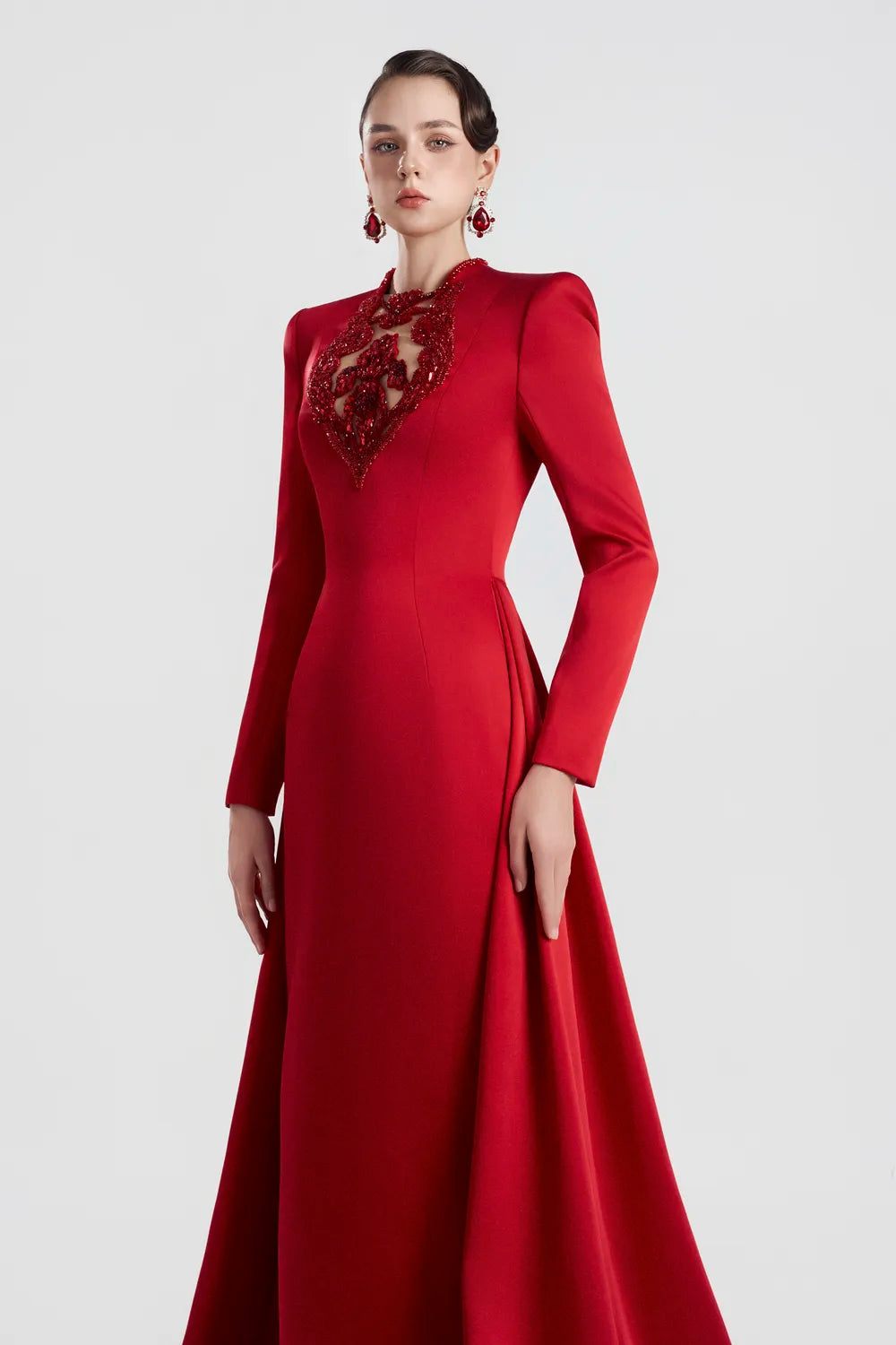 Floral Glass Bead Embellished High-Low Dress – TRACY COUTURE