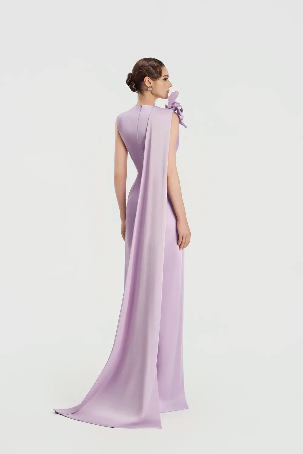 Sleeveless Double Slit Straight Dress - TRACY COUTURE