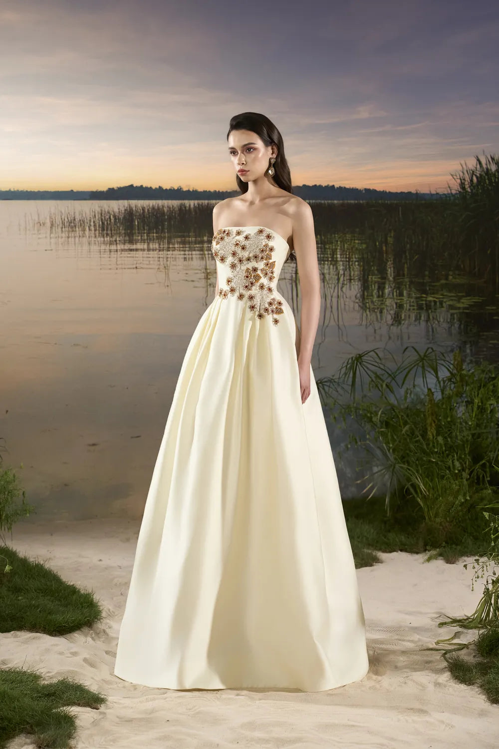 Strapless Puffy A-Line Dress - TRACY COUTURE