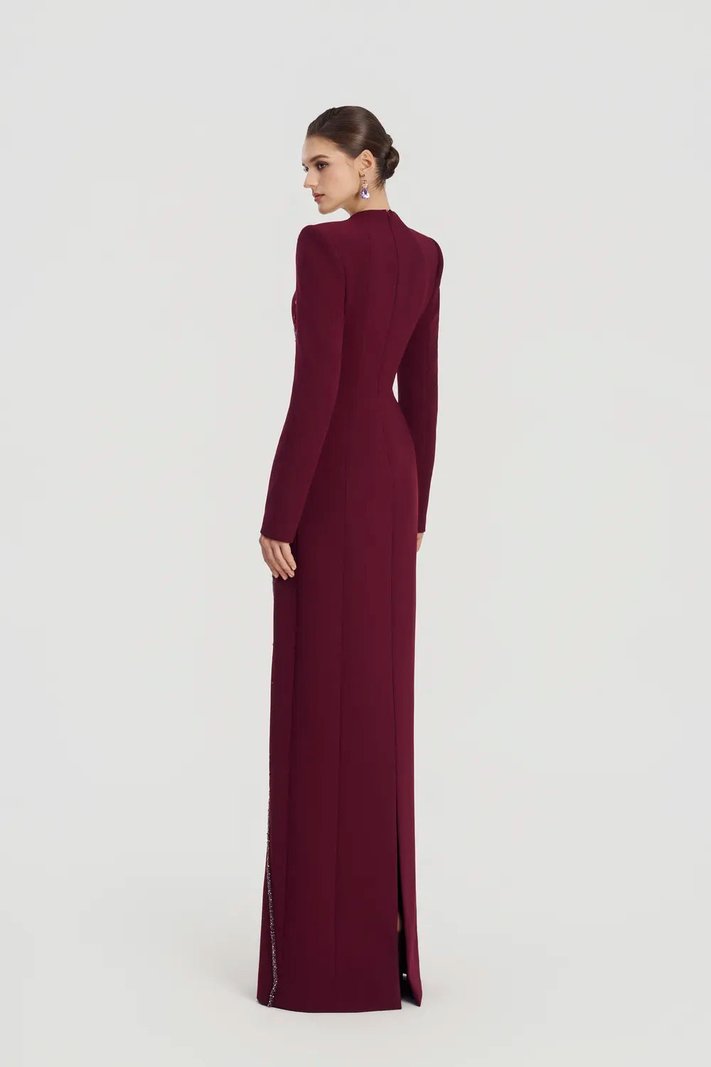 Trapezium Neckline Floral Embellished Dress - TRACY COUTURE