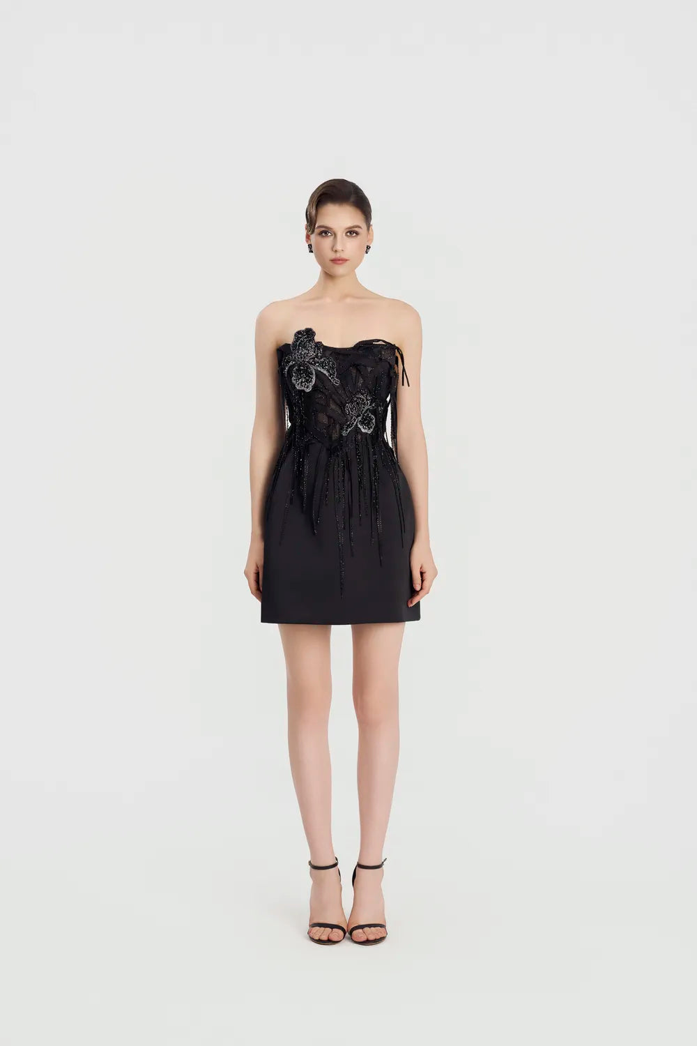 Strapless Sparkle Fringed Mini Dress