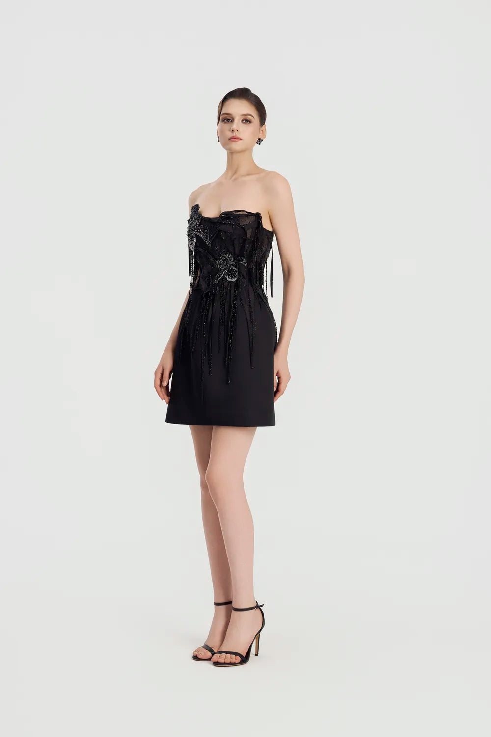 Strapless Sparkle Fringed Mini Dress