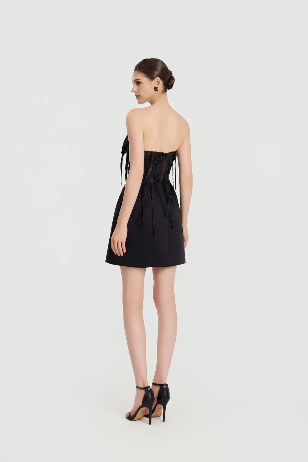 Strapless Sparkle Fringed Mini Dress