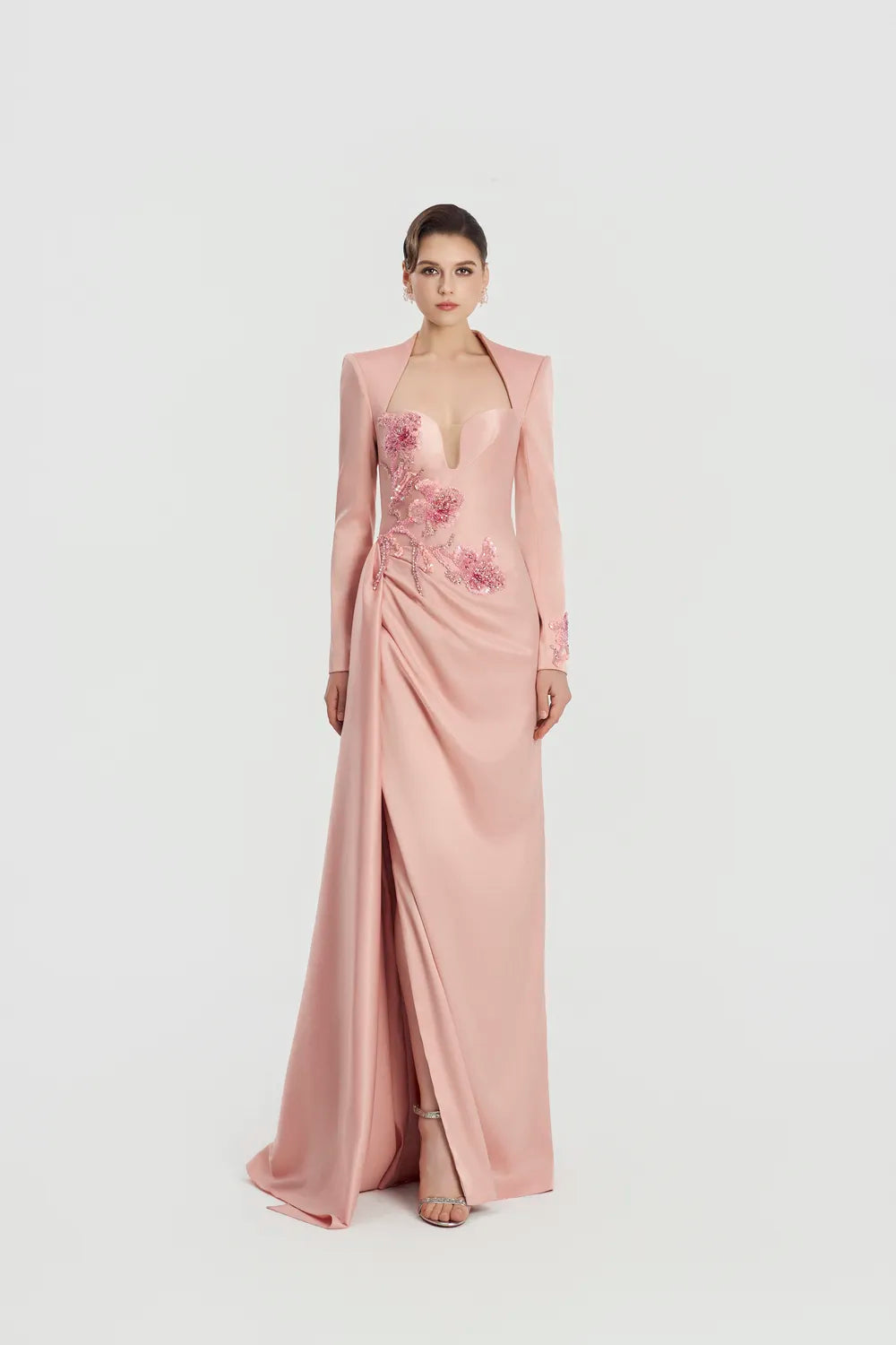 Chest Cut-Out Side Draped Dress - TRACY COUTURE