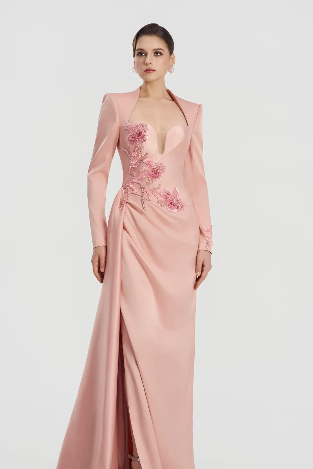 Chest Cut-Out Side Draped Dress – TRACY COUTURE